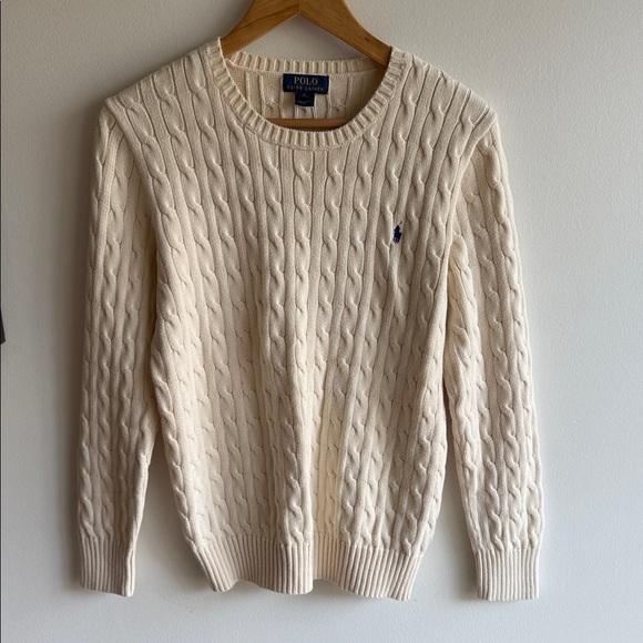 Polo Ralph Lauren Sweaters - Polo by Ralph Lauren Cream Cable Knit Crewneck Sweater